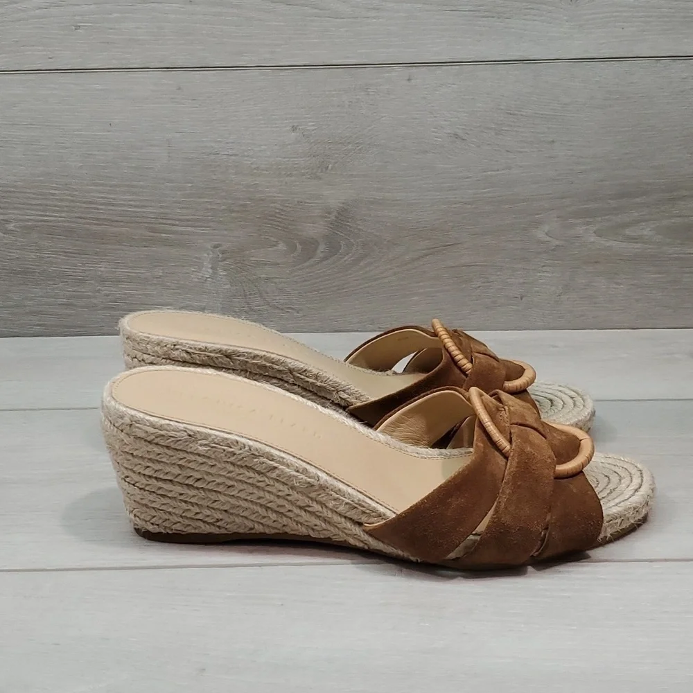 Veronica Beard Womens Espadrille Wedge Leather Sandals shoes sz 8.5